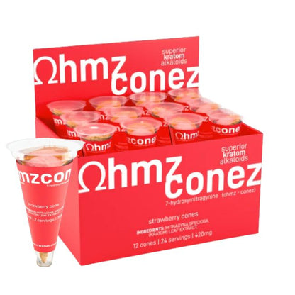 EAT OHMZ CONEZ BY EXODUS 7-HYDROXY KRATOM 420MG STRAWBERRY CONES