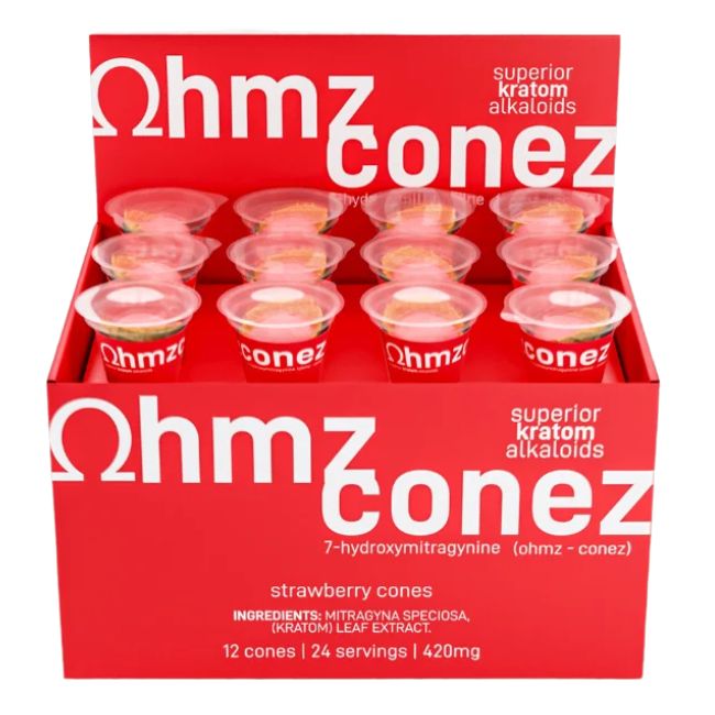 EAT OHMZ CONEZ BY EXODUS 7-HYDROXY KRATOM 420MG STRAWBERRY CONES