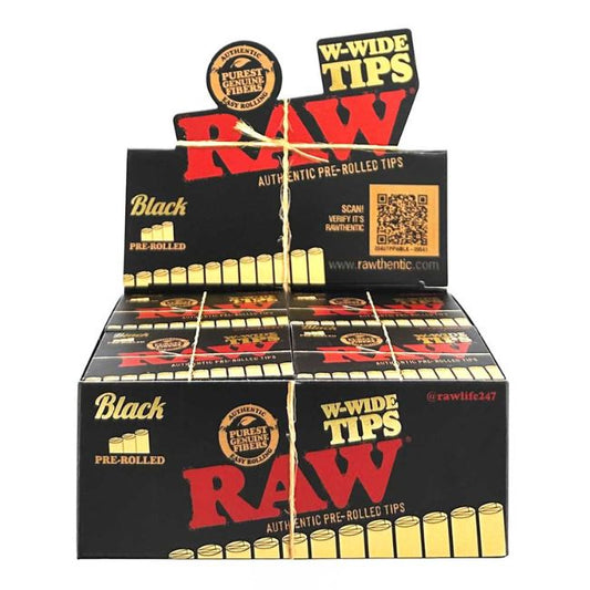 RAW BLACK PRE ROLLED W WIDE TIPS 18PK