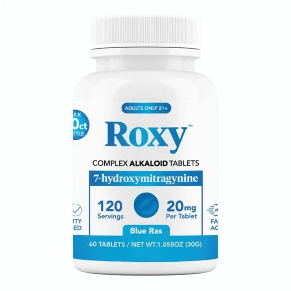 ROXY 7-HYDROXY MITRAGYNINE LEAF EXTRACT ALKELOID 20MG TABLET 60CT BOTTLE