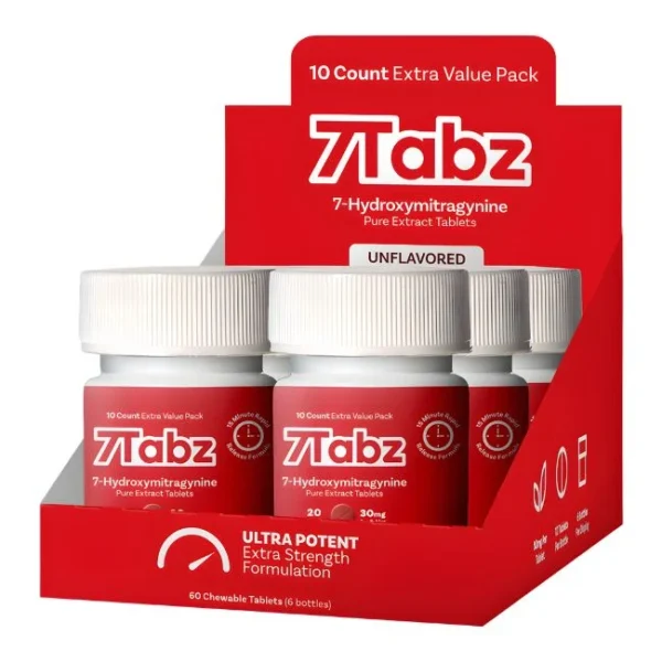 7TABZ HYDROXY PURE KRATOM LEAF EXTRACT 30MG PER TABLET 10CT/ 6JARS